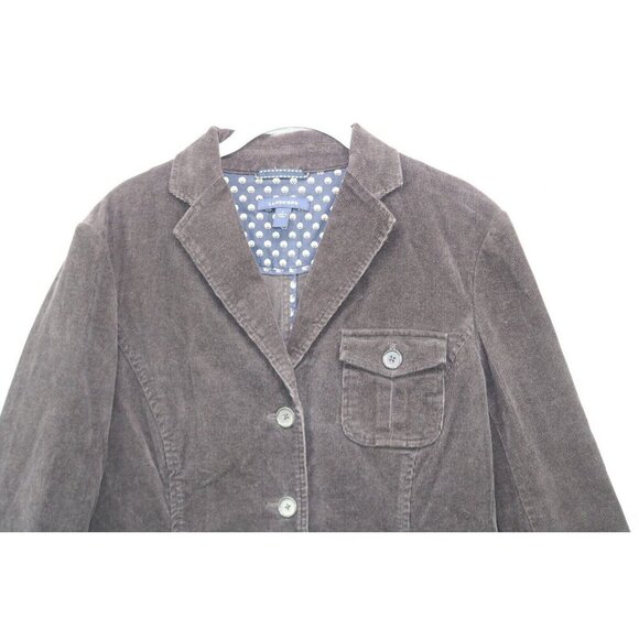 Land's End Women's Brown Corduroy Blazer-Pockets-Size 8-Three Buttons-Business - Picture 2 of 13